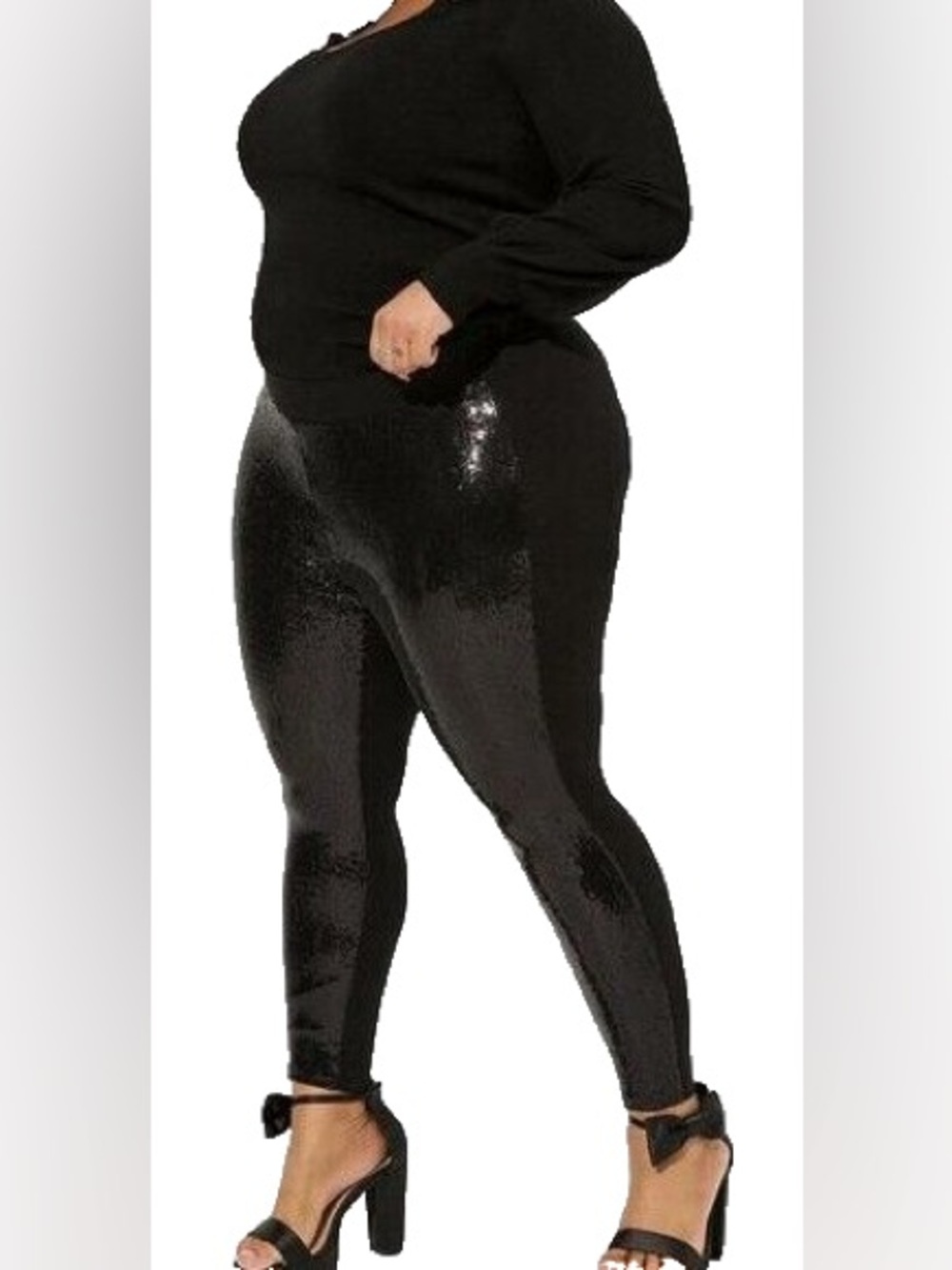 Torrid Black Full-Length Sequin Legging Holiday Chic Punk Goth Plus Size 4X - Picture 2 of 8